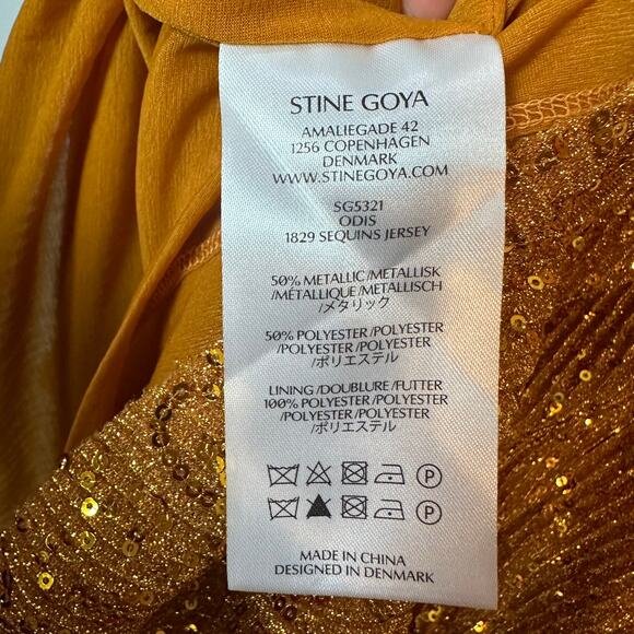 NWOT STINE GOYA Odis Gold Sequined Designer Plissé-Knitted Mini Dress SZ XS & S - Picture 11 of 16